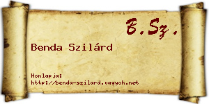 Benda Szilárd névjegykártya